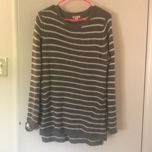 Merona grey and white stripe long sweater